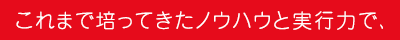 これまで培ってきたノウハウと実行力で、